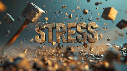 Breaking stress concept with a hammer in dynamic motion