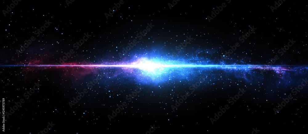 Poster Vibrant cosmic galaxy background showcasing colorful space and a wide empty text area for various design uses