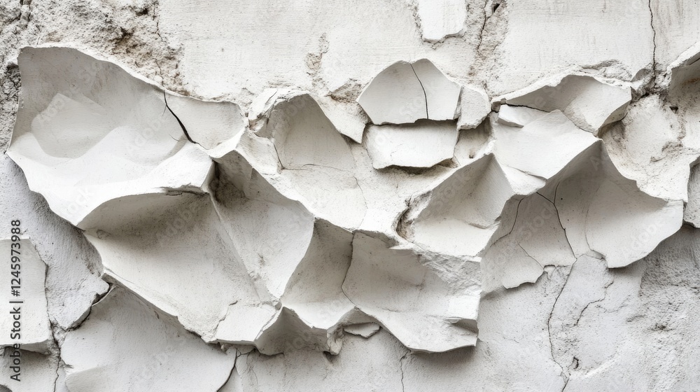 Fototapete close up of weathered concrete wall texture with cracks and peeling layers ideal for background or c