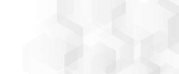 Abstract white, and grey geometric hexagon background.