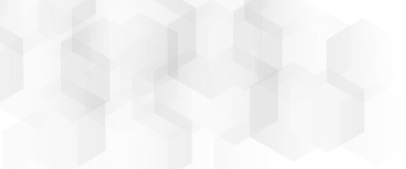 Abstract white, and grey geometric hexagon background.