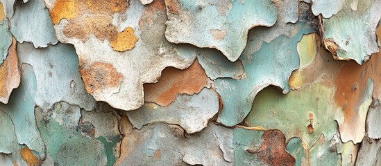 Close-up of intricate bark patterns on Australian Eucalypt tree showcasing natural textures and colors in nature photography