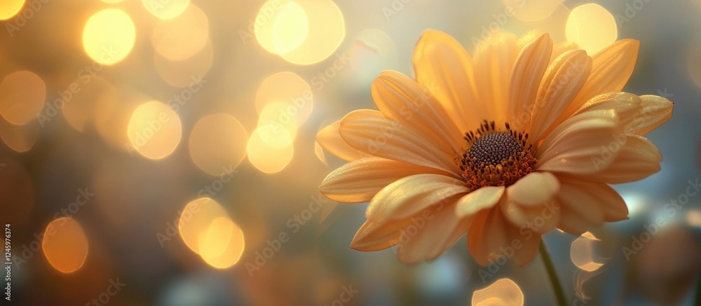 Aufkleber close up of vibrant orange flower with bokeh background creating a warm festive atmosphere ideal for