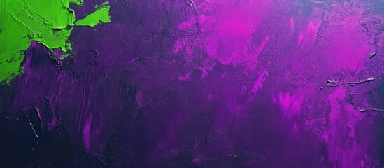 Vibrant abstract canvas featuring purple and green neon paint with a blank space for customizable text or graphics