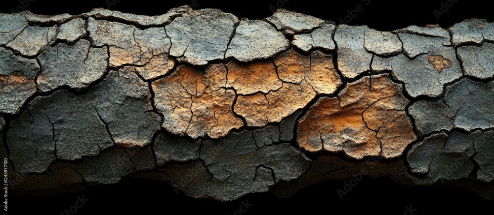 Aufkleber textured cracked bark of an ancient tree showcasing intricate patterns and rich earthy tones ideal f