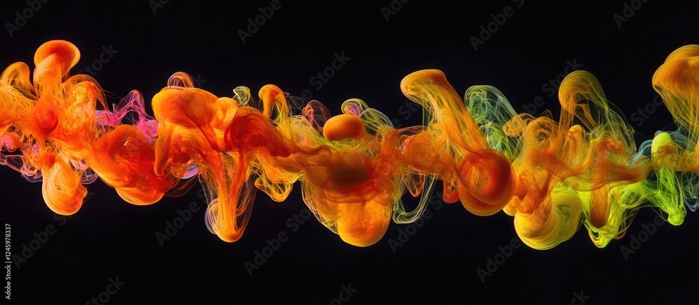 Aufkleber colorful ink drops swirling in water on a black background showcasing dynamic patterns and vibrant h