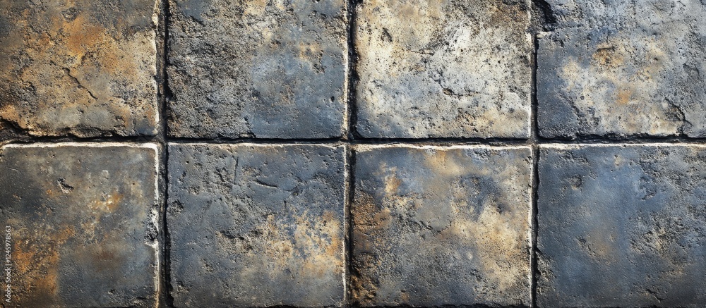 Poster rustic concrete tile texture for flooring or wall design showcasing weathered surfaces and earthy to