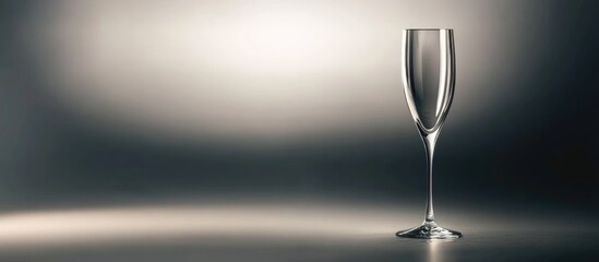 Elegant silver champagne flute on a sleek background with ample space for festive text and celebrations.