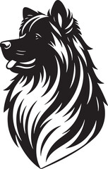 Vector Outline Illustration of a Fluffy Dog Head