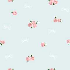 roses and bows seamless pattern , vector , illustration