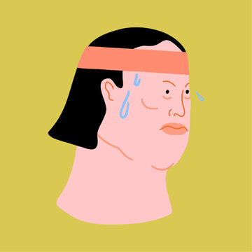 Person working out and sweating Vector Illustration