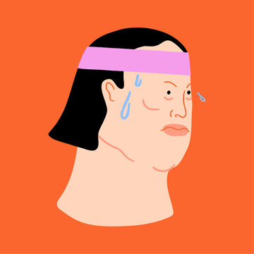 Person working out and sweating Vector Illustration