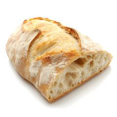 Deliciously Ciabatta Bread detailed on a clear white background.