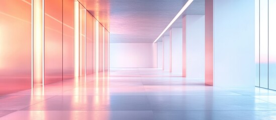 Obraz premium Minimalistic futuristic interior with bright lighting and empty space for text ideal for concepts related to cryptocurrency and regulations.