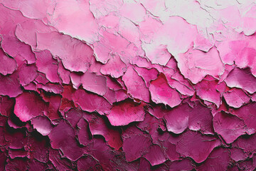 Obraz premium Painting of pink and white paint applied on a textured wall surface in artistic design with abstract patterns and strokes creating a colorful backdrop