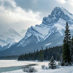 Pine tree forest in mountains