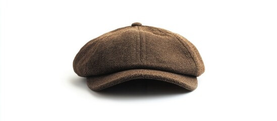 Stylish vintage brown cotton golf cap elegantly displayed on a clean white background perfect for fashion and accessories promotion.