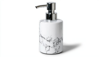 Obraz premium A marble patterned soap dispenser with a chrome pump.