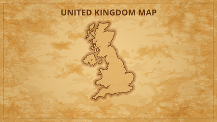 A Vintage Map Depicting the Borders of the United Kingdom. United Kingdom map with federal states in A vintage map based background, Political United Kingdom Map