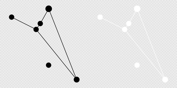 Octans constellation map set. Vector illustration.