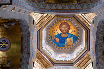 YEKATERINBURG, RUSSIA. Interior decoration of the Memorial Church on the blood in the Name of All...