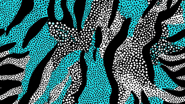 Dots Art, Abstract Dots painting, colourful zebra pattern. 