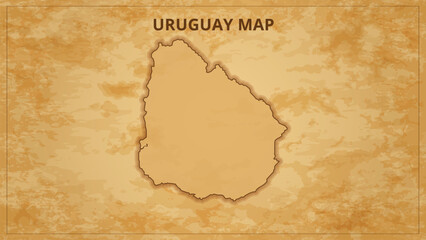 A Vintage Map Depicting the Borders of the Uruguay. Uruguay map with federal states in A vintage map based background, Political Uruguay Map