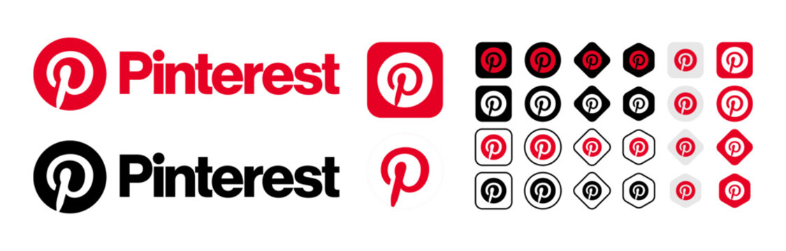 pinterest logo transparent png. pinterest icon vector. pinterest 2025 icon logo vector. pinterest Icon logo Set