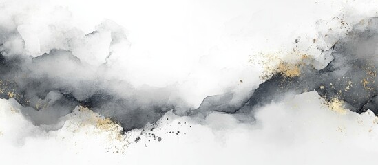 Fluid abstract art composition with metallic accents and watercolor overlay providing ample space for text placement and creative use.