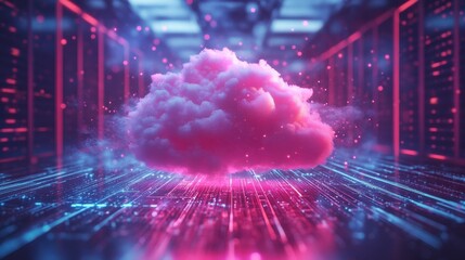 Hybrid cloud deployment strategies balancing cost and efficiency on high-tech server room backdrop