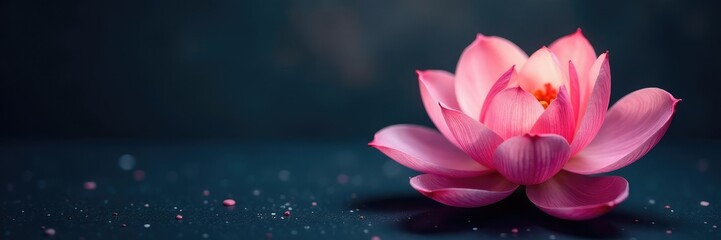 Fototapeta premium Delicate petals unfold from a darkened canvas, subtle, modern