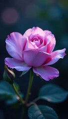 Obraz premium Delicate petals unfurl in shimmering hues of lavender and rose, gentle bloom, floral, night garden