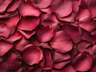 Obraz premium Velvety crimson rose petals scattered creating an elegant background