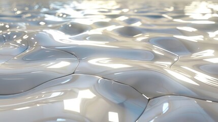 Obraz premium Reflective surface with undulating patterns and soft light creating a serene, abstract water scene