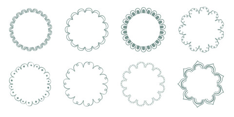 Hand drawn lace scalloped frames. Square, round and rectangle scalloped frames
