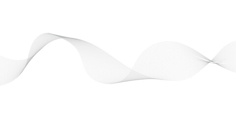 Grey and white wavy curve line with digital future technology concept background. Line art striped graphic template, banner background. Vector illustration.