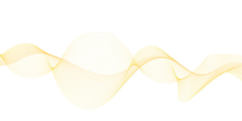  Golden and white wavy curve line with digital future technology concept background. Line art striped graphic template, banner background. Vector illustration.