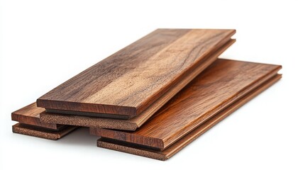 Stack of Wooden Floorboards Showcasing Natural Grain Patterns and Smooth Finish on a Clean White Background for Home Improvement and Interior Design Projects