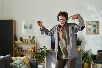 Zombie Enjoying Music In Headphones