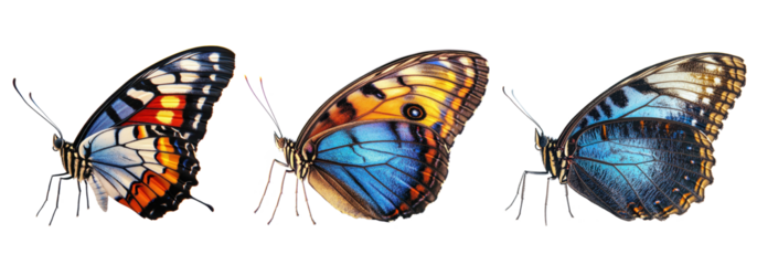 set of beautiful butterfly isolated on transparent background