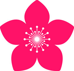 Cherry Peach plum Blossom flower spring flowers flat vector icon set for apps websites or print.