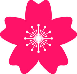 Cherry Peach plum Blossom flower spring flowers flat vector icon set for apps websites or print.