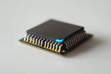 Microchip on white background, close-up