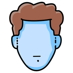 young man head avatar character vector illustration design blue and brown color