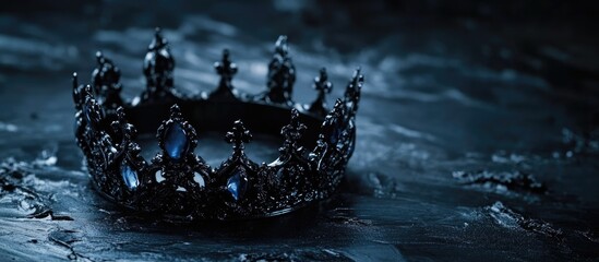 Gothic black crown for Halloween decoration with empty space for text ideal for cemetery or spooky themed events