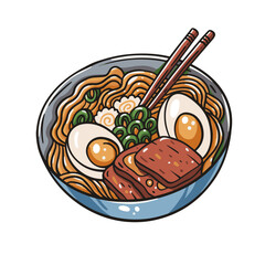 Enjoy a Delicious Bowl of Ramen Loaded with Fresh Egg and Savory Meat Toppings for a Meal