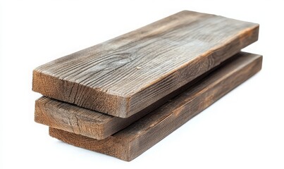 Stacked Wooden Planks on White Background for Construction or Carpentry Projects