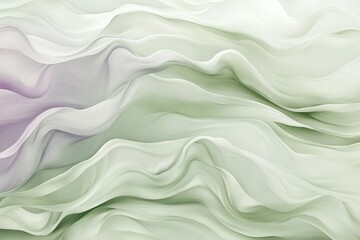 Fototapeta premium Abstract Green and White Wavy Fluid Texture with Soft Purple Accents in Minimalist Design