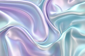 Obraz premium Closeup of Luxurious Iridescent Pastel Silk Fabric with Smooth Waves and Shiny Texture Background