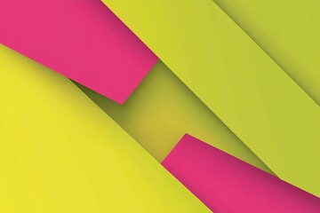 Fototapeta premium Bright Yellow And Pink Abstract Geometric Layers With Diagonal Shapes On Gradient Background
